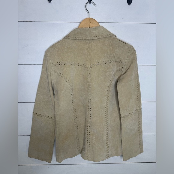Vintage Charlotte Russe Tan Suede Leather Blazer Women’s 100% Leather Western M - Picture 7 of 7